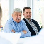 Csányi Sándor és Dankó Béla az MLSZ Szarvason március 12-én tartott ülésén (Fotó: Babák Zoltán)