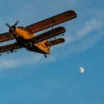 Repülőgépről gyérítik a szúnyogot Szarvas felett 2020. július 29-én (Fotó: Babák Zoltán)