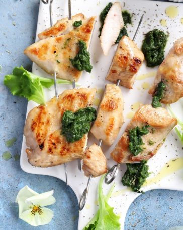 nyárson sült, spenótpesztós pulykamell