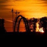 Naplemente az új tiszaugi hídnál 2021. május 8-án