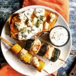 Cukkinis pulykanyárs gorgonzolás édesburgonyával