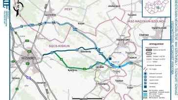 Az M44-es Tiszakürt-M5-ös nyomvonala