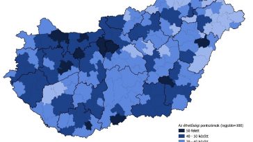 Az élhetőségi pontszámok Magyarország különböző járásaiban