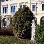 Báró Harruckern János még az Árpád Szálló oldalából figyeli a főutca forgalmát 2022. január 1-én