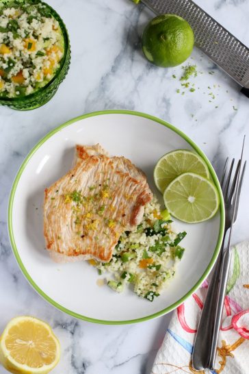 Citromos-fokhagymás pulykamell színes kuszkusz körettel