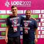 Tálas Bendegúz és edzője, Ruzsinszki György az egyetemi Eb-n