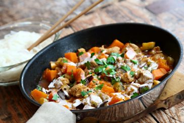 Sütőtökös-padlizsános pulykacurry