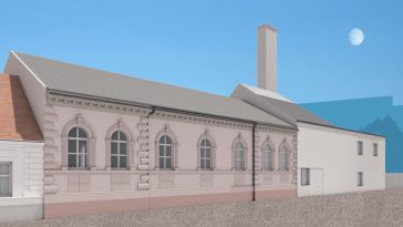 A Gál Ferenc Egyetem Padagógiai Karának Kossuth utcai jövőbeni homlokzata Váncza László építész jelenlegi tervei szerint