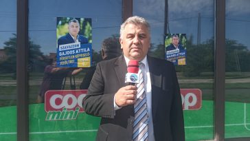 Gajdos Attila sajtótájékoztatója a Székely Mihály téren 2024. június 7-én.