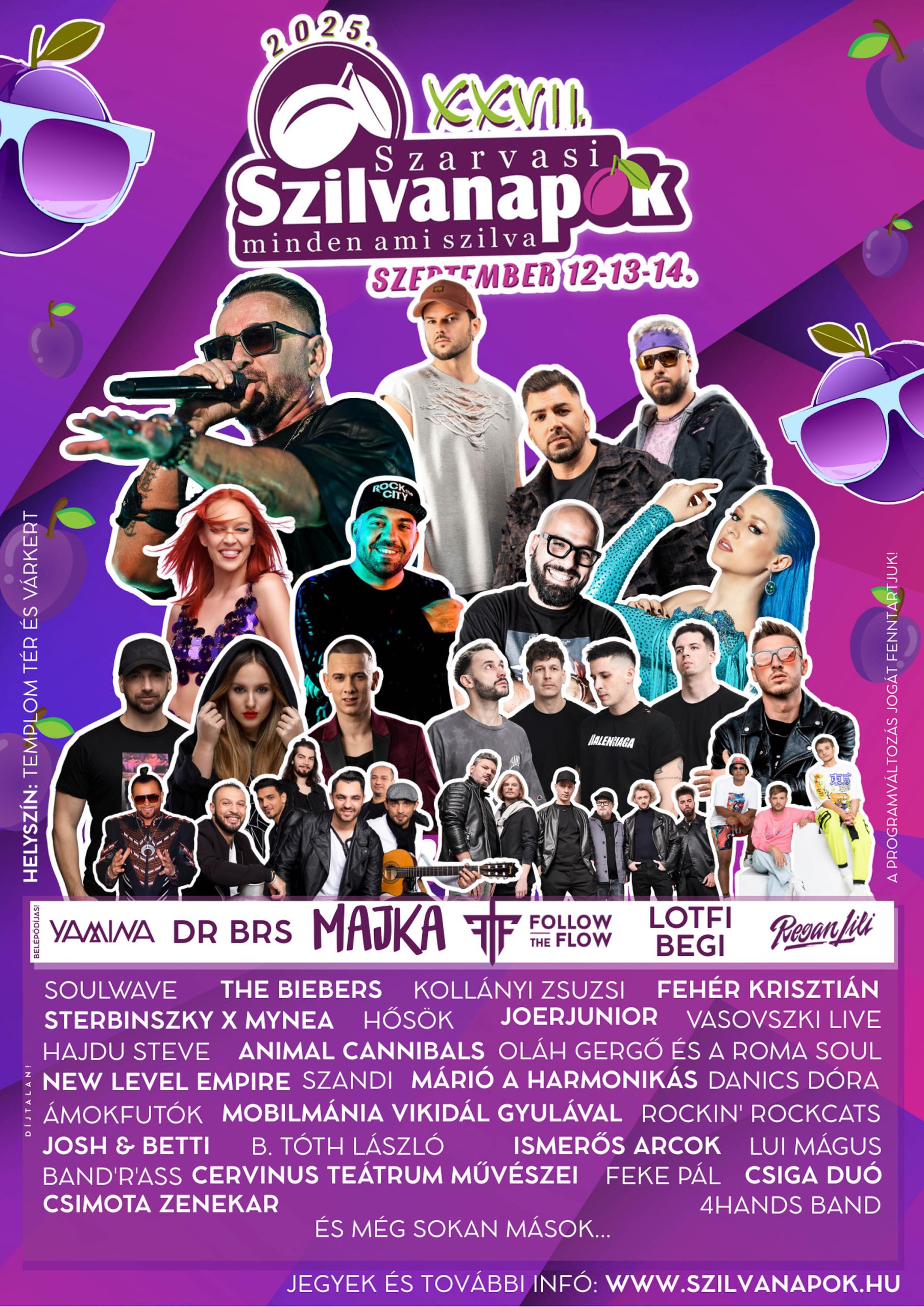 A szeptember 12-14. között zajló XXVII. Szarvasi Szilvanapok programtervezete.