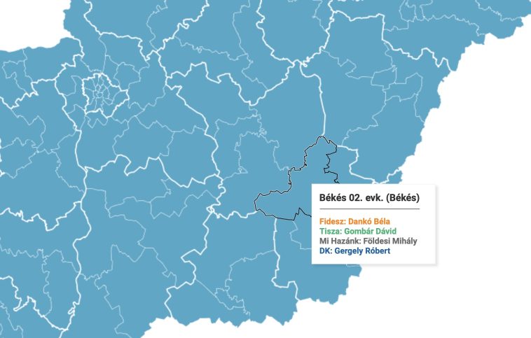 Az illusztráció a Telex választási térképének részlete.