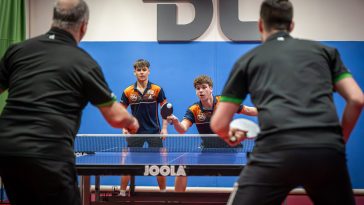 Posgay Brúnó és Botos Marcell párosa a ceglédberceli listavezetők elleni összecsapáson 2026. január 30-án.