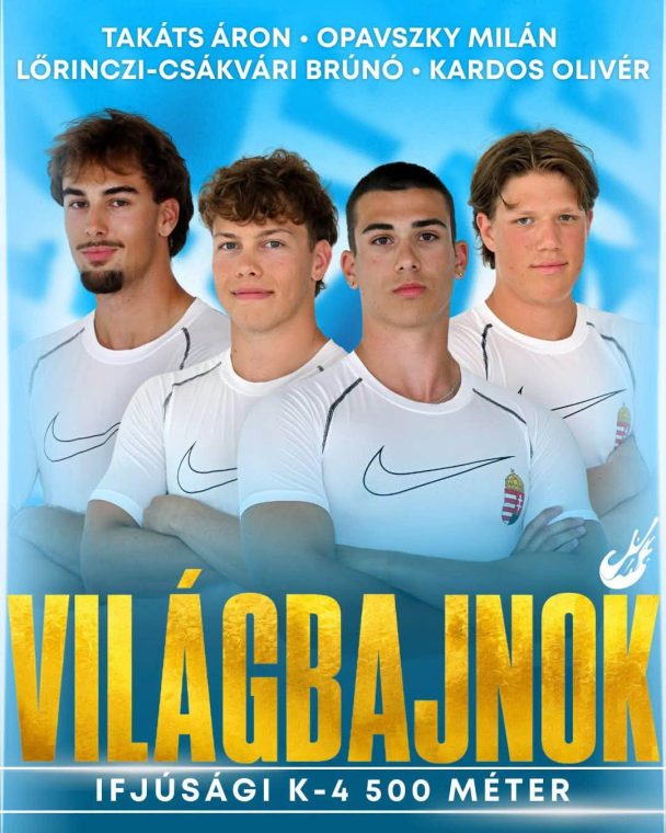 A Takáts Áron Dávid, Opavszky Milán, Lőrinczi-Csákvári Brúnó és a Kardos Olivér négyes aranyat szerzett a Kanadában zajló ifjúsági és U23-as gyorsasági világbajnokság döntőjében.